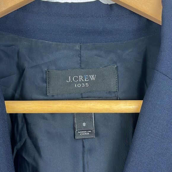 J.Crew women’s 1035 bi stretch two button Italian wool lapel navy blue blazer - Picture 2 of 8